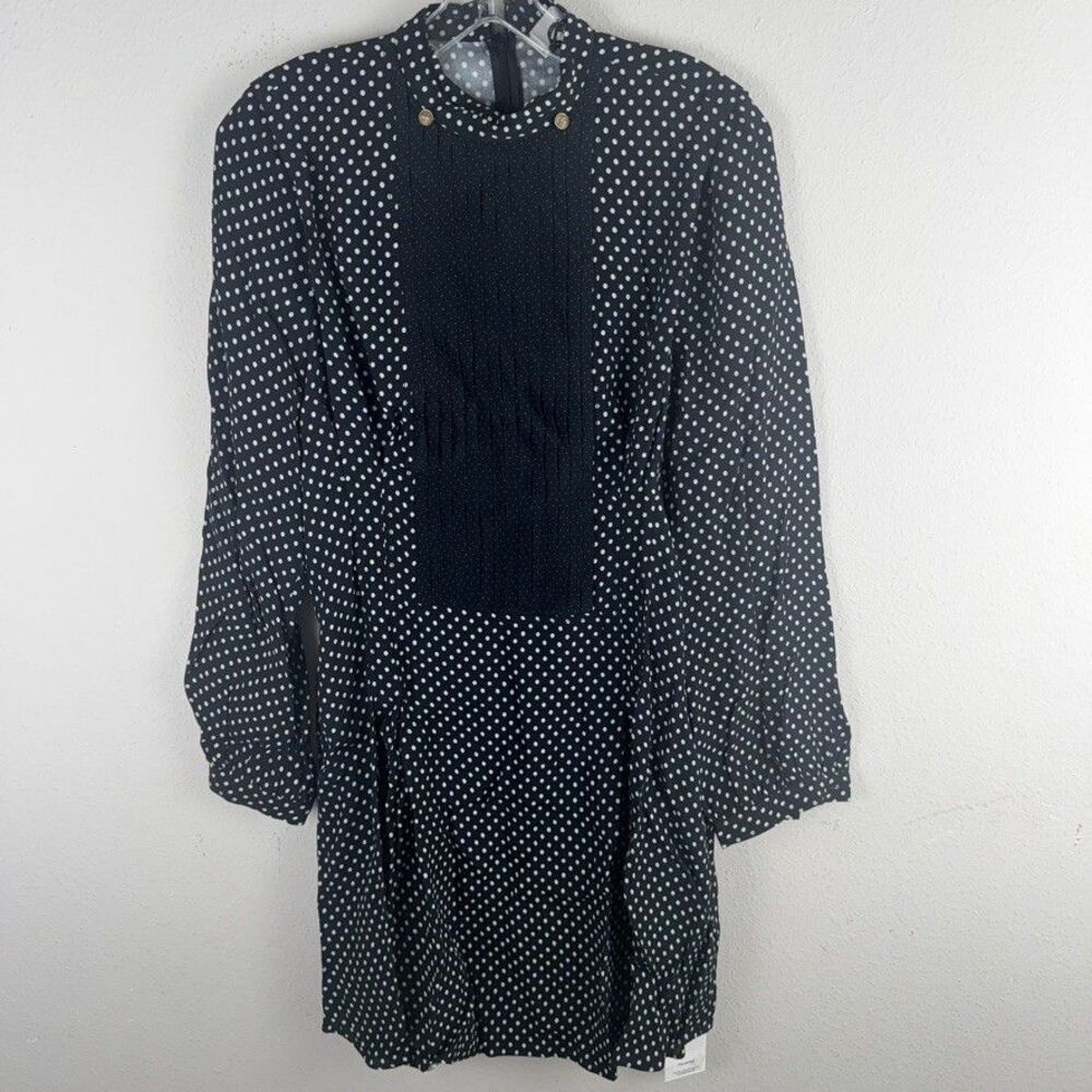 Coach 0 Polka Dot Bib Dress Long Sleeve Mini Shift Women’s Party Designer Preppy